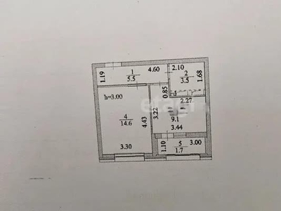 1-комн. квартира , 34.4м² , 6/9 этаж