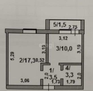 1-комн. квартира , 36м² , 3/5 этаж