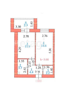 1-комн. квартира , 39.1м² , 2/12 этаж