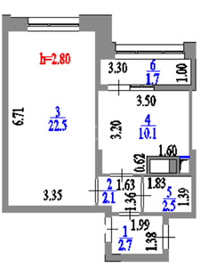 1-комн. квартира , 40.3м² , 12/12 этаж