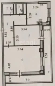 2-комн. квартира , 64.5м² , 13/16 этаж