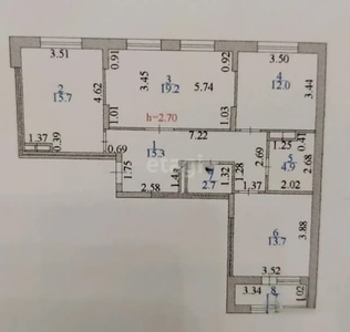 3-комн. квартира , 87м² , 2/9 этаж