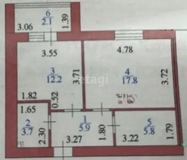 1-комн. квартира , 47.5м² , 12/12 этаж