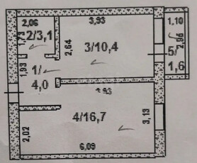 1-комн. квартира , 35м² , 4/5 этаж