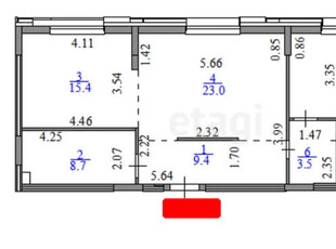 2-комн. квартира , 83м² , 2/12 этаж