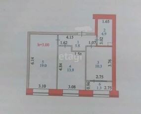 2-комн. квартира , 56м² , 1/10 этаж