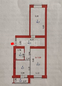 2-комн. квартира , 66.3м² , 8/9 этаж