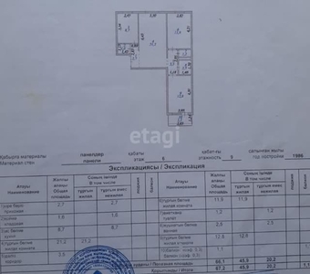 3-комн. квартира , 67.2м² , 6/9 этаж