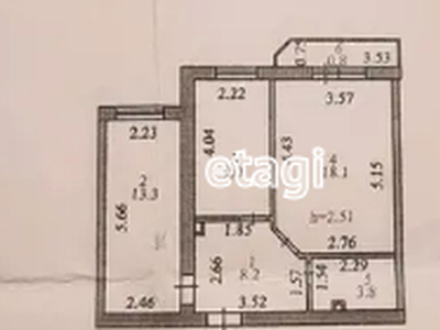 2-комн. квартира , 53м² , 1/4 этаж