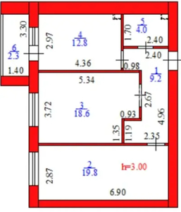 2-комн. квартира , 67.1м² , 11/12 этаж