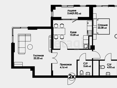 2-комн. квартира , 82м² , 13/25 этаж