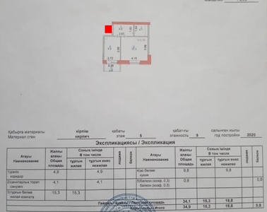 2-комн. квартира , 35м² , 5/9 этаж