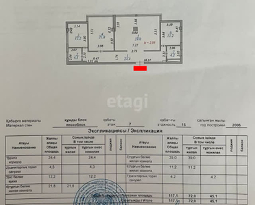 3-комн. квартира , 117.1м² , 7/15 этаж