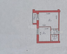 1-комн. квартира , 49.7м² , 6/12 этаж