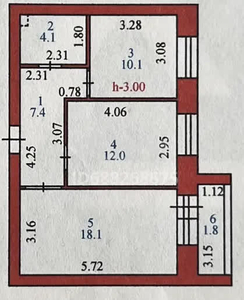 2-комн. квартира , 53.5м² , 5/10 этаж